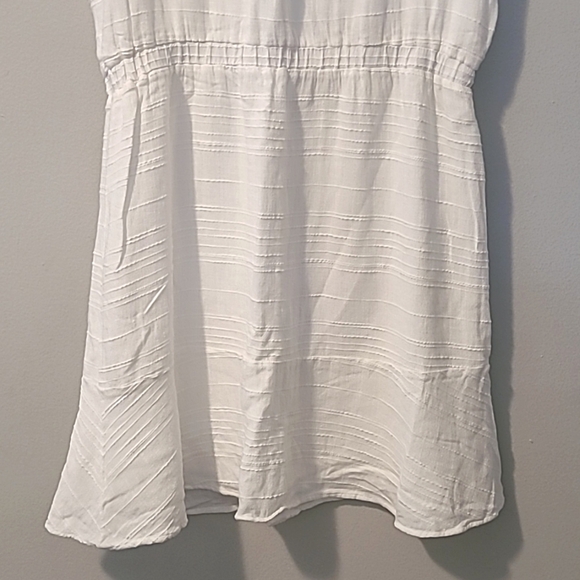Anthropologie Cloth & Stone White Linen Cotton Blend Ruffle Hem Mini Dress Sz Sm - Picture 8 of 14